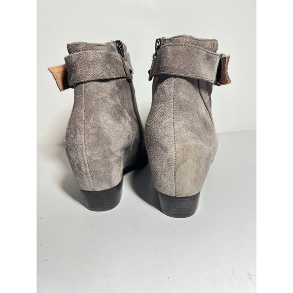 Gentle Souls Taupe Suede Birdie Hidden Wedge 1" Heel Inside Zip Buckle Boot 8.5 - Picture 2 of 7